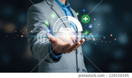 hand with business icon 129158195