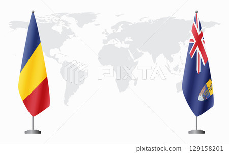 Romania and Saint Helena flags for official meeting Romania and Saint Helena flags for official meeting 129158201