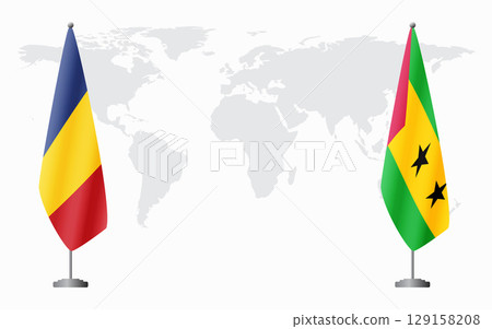Romania and Sao Tome and Principe flags for official meeti Romania and Sao Tome and Principe flags for official meeti 129158208