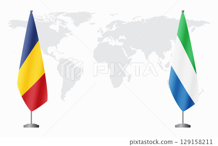 Romania and Sierra Leone flags for official meeting Romania and Sierra Leone flags for official meeting 129158211