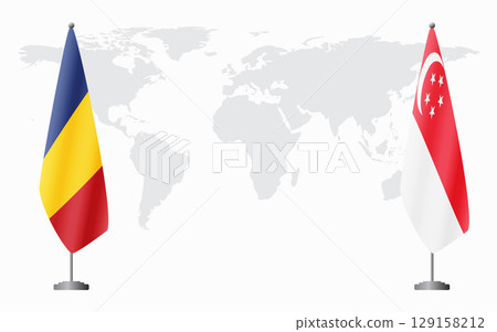 Romania and Singapore flags for official meeting Romania and Singapore flags for official meeting 129158212