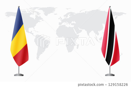 Romania and Trinidad and Tobago flags for official meeting Romania and Trinidad and Tobago flags for official meeting 129158226