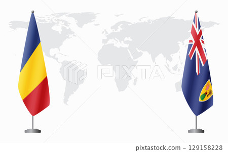 Romania and Turks and Caicos flags for official meeting 129158228