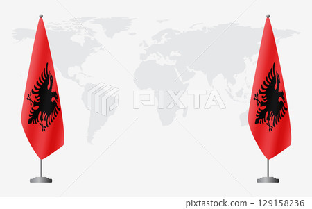 Albania and Albania flags for official meeting Albania and Albania flags for official meeting 129158236