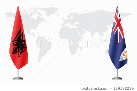 Albania and Anguilla flags for official meeting Albania and Anguilla flags for official meeting 129158239