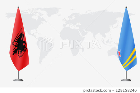 Albania and Aruba flags for official meeting Albania and Aruba flags for official meeting 129158240