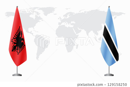 Albania and Botswana flags for official meeting 129158250