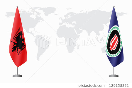 Albania and Bougainville flags for official meeting 129158251
