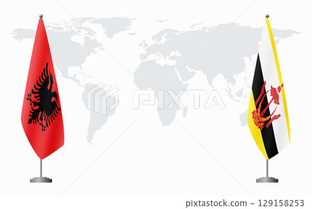 Albania and Brunei flags for official meeting 129158253