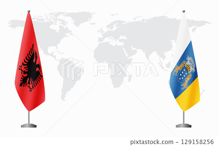 Albania and Canary Islands flags for official meeting Albania and Canary Islands flags for official meeting 129158256