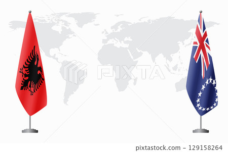 Albania and Cook Islands flags for official meeting 129158264