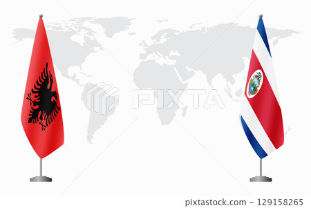 Albania and Costa Rica flags for official meeting 129158265