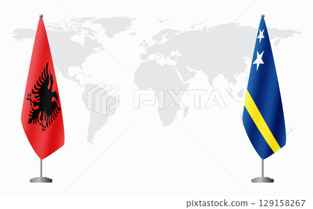 Albania and Curacao flags for official meeting 129158267