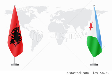 Albania and Djibouti flags for official meeting 129158269