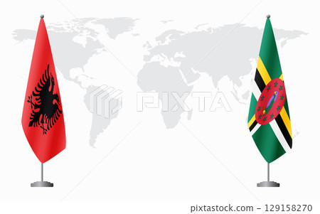 Albania and Dominica flags for official meeting 129158270