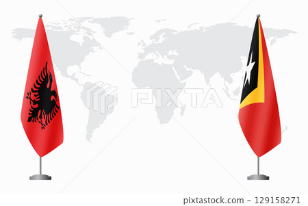 Albania and Timor-Leste flags for official meeting 129158271