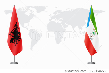 Albania and Equatorial Guinea flags for official meeting Albania and Equatorial Guinea flags for official meeting 129158272