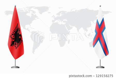 Albania and Faroe Islands flags for official meeting 129158275