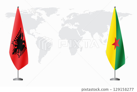 Albania and French Guiana flags for official meeting 129158277