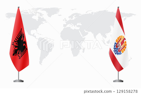 Albania and French Polynesia flags for official meeting 129158278