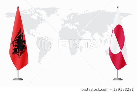 Albania and Greenland flags for official meeting 129158281
