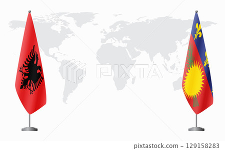 Albania and Guadeloupe flags for official meeting 129158283