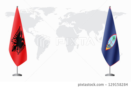 Albania and Guam flags for official meeting Albania and Guam flags for official meeting 129158284