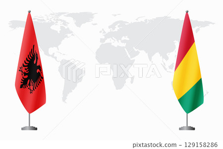 Albania and Guinea flags for official meeting Albania and Guinea flags for official meeting 129158286