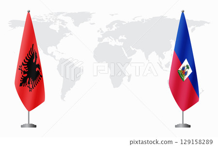 Albania and Haiti flags for official meeting Albania and Haiti flags for official meeting 129158289