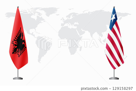 Albania and Liberia flags for official meeting Albania and Liberia flags for official meeting 129158297
