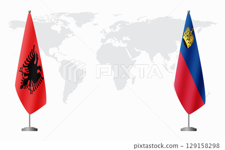 Albania and Liechtenstein flags for official meeting 129158298