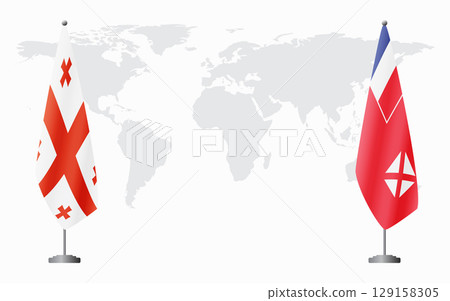 Georgia and Wallis and Futuna flags for official meeting 129158305