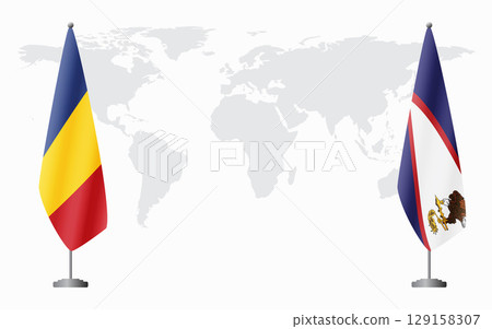 Romania and American Samoa flags for official meeting 129158307