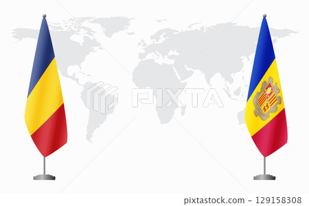 Romania and Andorra flags for official meeting 129158308