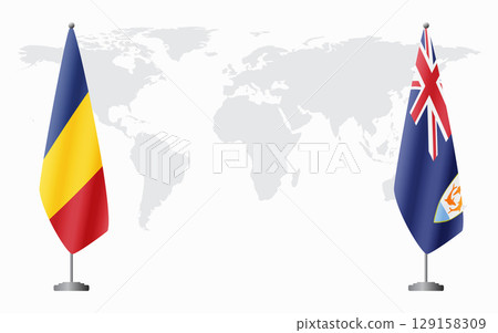 Romania and Anguilla flags for official meeting 129158309