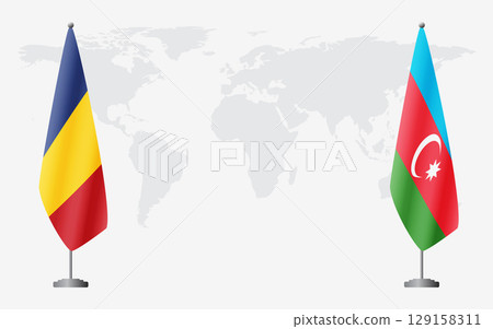 Romania and Azerbaijan flags for official meeting 129158311