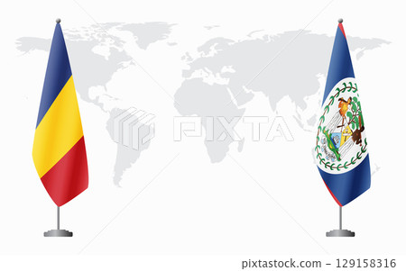 Romania and Belize flags for official meeting 129158316