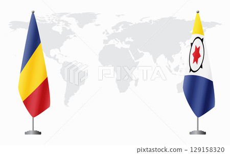 Romania and Bonaire flags for official meeting 129158320