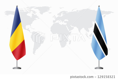 Romania and Botswana flags for official meeting Romania and Botswana flags for official meeting 129158321