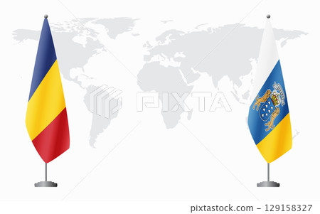 Romania and Canary Islands flags for official meeting Romania and Canary Islands flags for official meeting 129158327