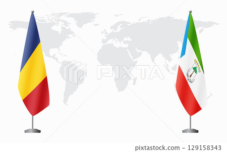 Romania and Equatorial Guinea flags for official meeting Romania and Equatorial Guinea flags for official meeting 129158343
