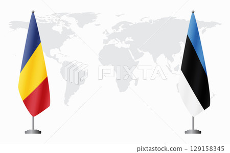 Romania and Estonia flags for official meeting 129158345