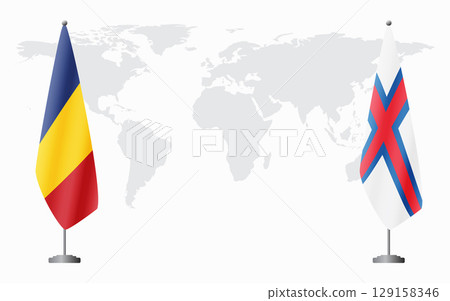 Romania and Faroe Islands flags for official meeting Romania and Faroe Islands flags for official meeting 129158346