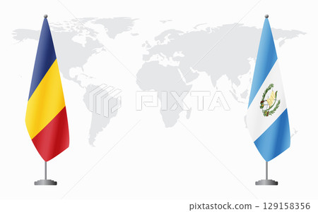 Romania and Guatemala flags for official meeting Romania and Guatemala flags for official meeting 129158356