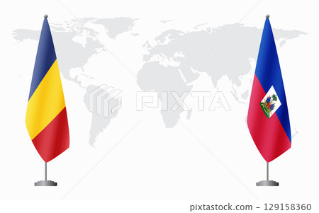 Romania and Haiti flags for official meeting Romania and Haiti flags for official meeting 129158360