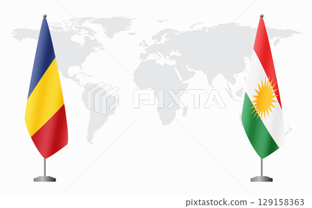 Romania and Kurdistan flags for official meeting 129158363
