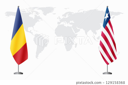 Romania and Liberia flags for official meeting Romania and Liberia flags for official meeting 129158368