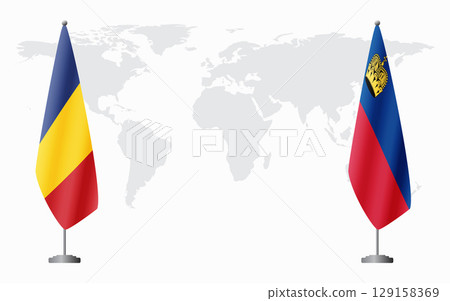 Romania and Liechtenstein flags for official meeting Romania and Liechtenstein flags for official meeting 129158369