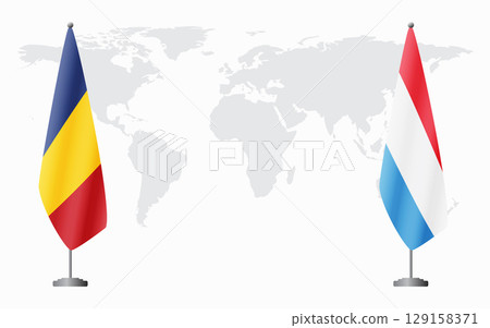 Romania and Luxembourg flags for official meeting Romania and Luxembourg flags for official meeting 129158371