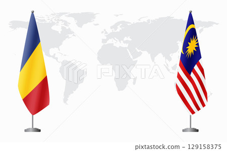 Romania and Malaysia flags for official meeting Romania and Malaysia flags for official meeting 129158375